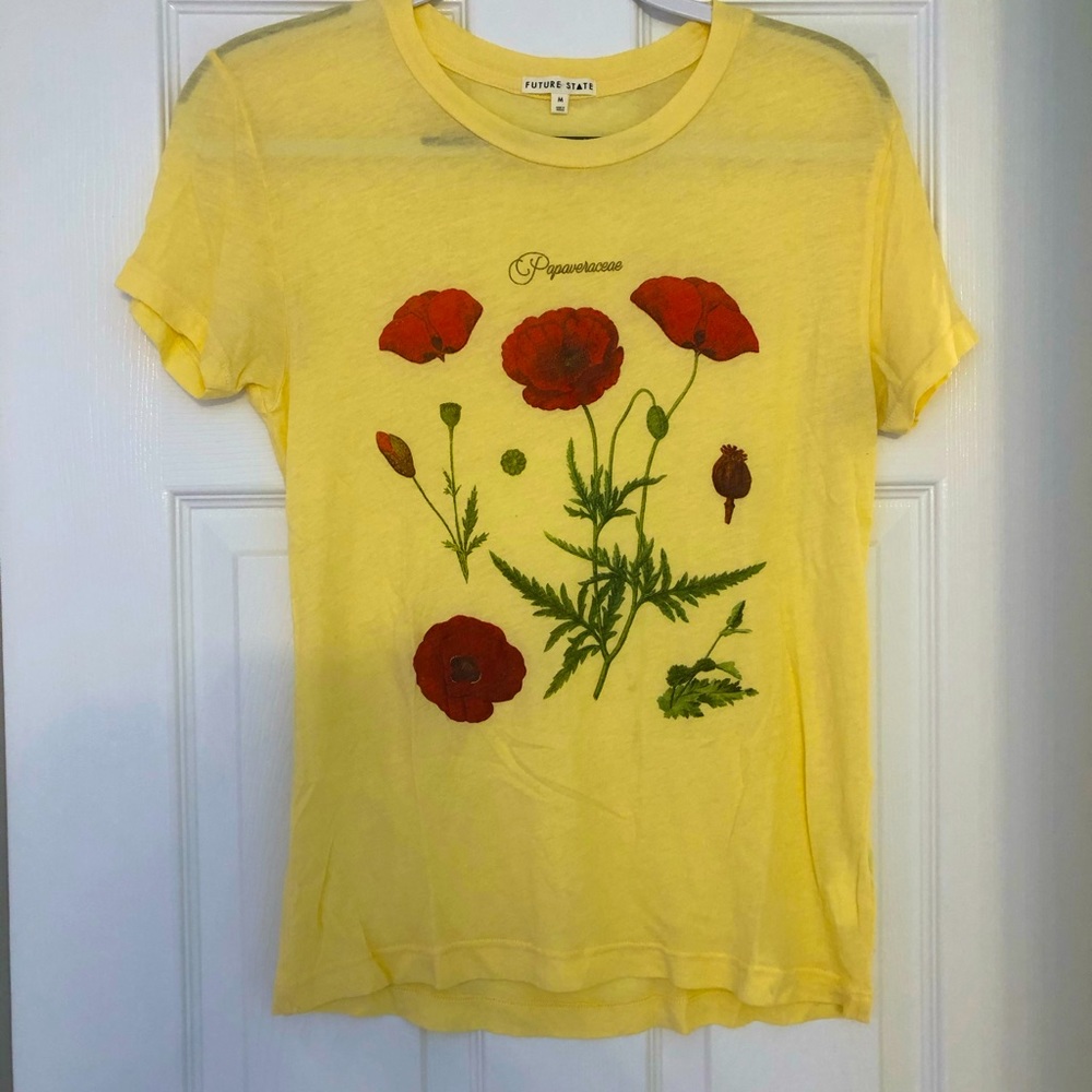 Yellow T-Shirt with Floral Decal